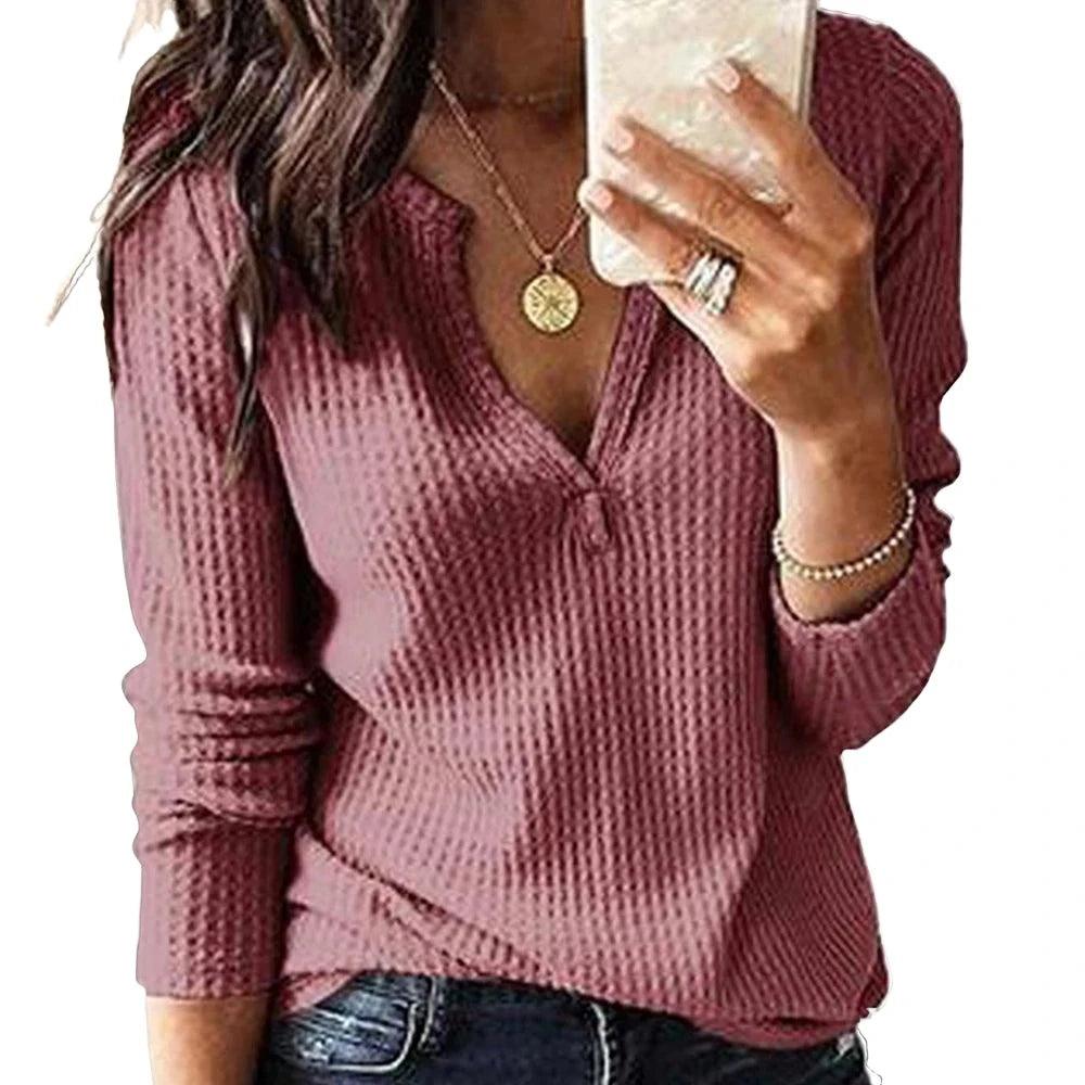 Women‘s V-Neck Long Sleeve Tops - MAXIME