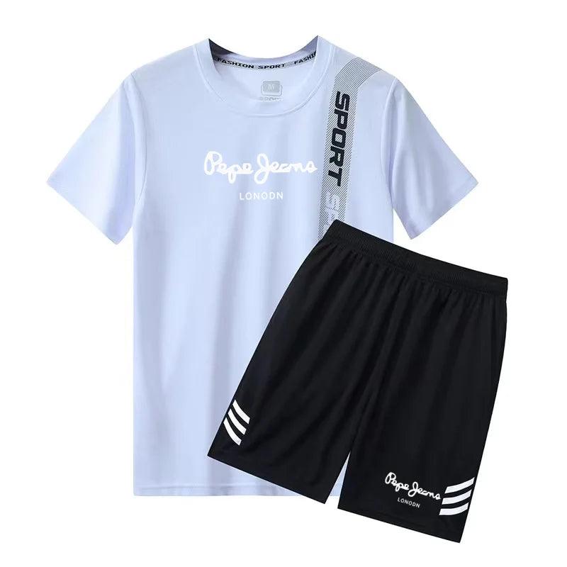 T-shirt trousers short sleeve 3D printed sports suit men - MAXIME