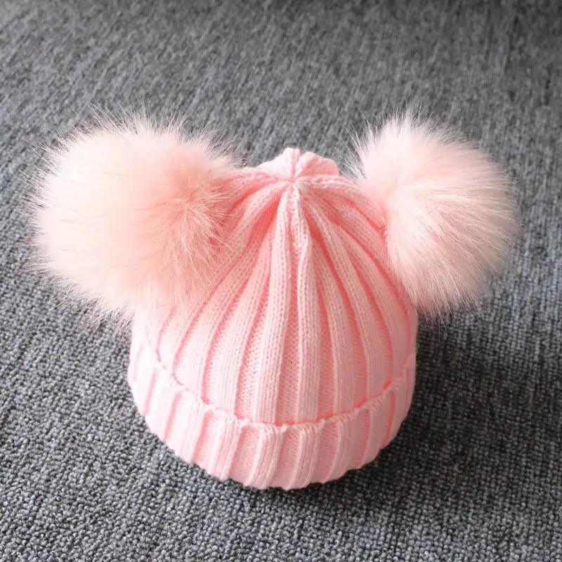 Maxime Cute Pompom Baby Hat Warm Winter Knitted Kids Baby Girl Boy Beanie Cap Solid Outdoor Infant Toddler Children Hat Bonnet - MAXIME