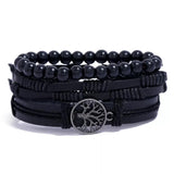 4Pcs/ Set Braided Wrap Leather Bracelets for Men - MAXIME