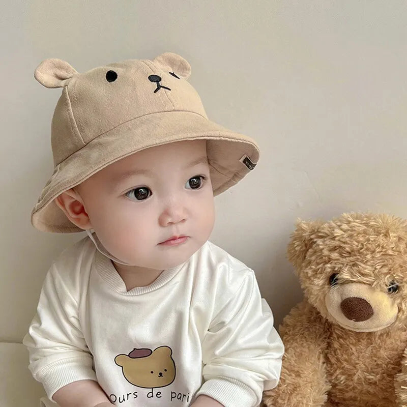 Maxime Cute Bear Baby Bucket Hat With Ears Boy Girl Cotton Kids Sun Hat Outdoor Summer Child Panama Cap - MAXIME