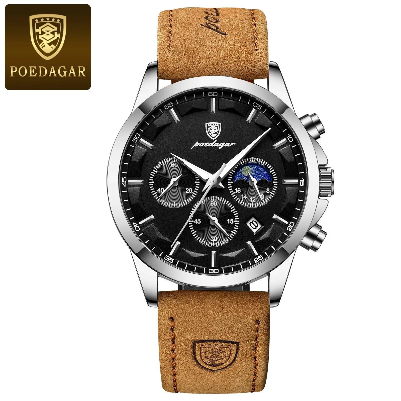 POEDAGAR Men Quartz Watch Luxury Sports Waterproof - MAXIME