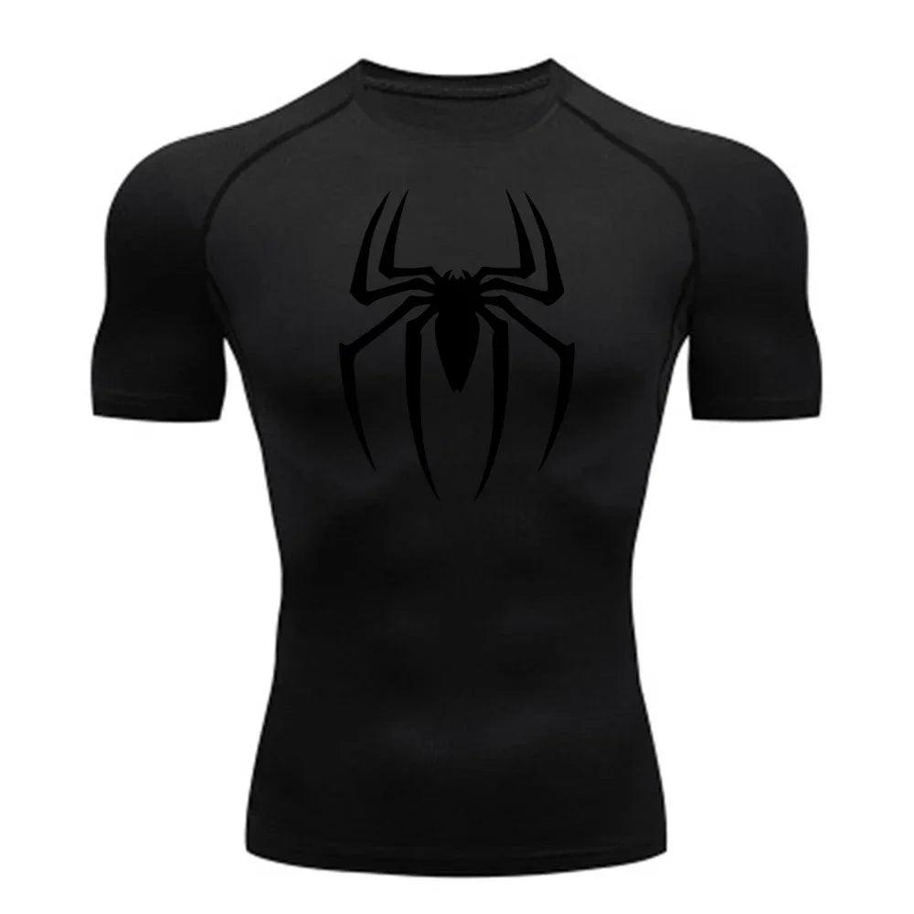 Men's Spider Print Compression Shirt, - MAXIME