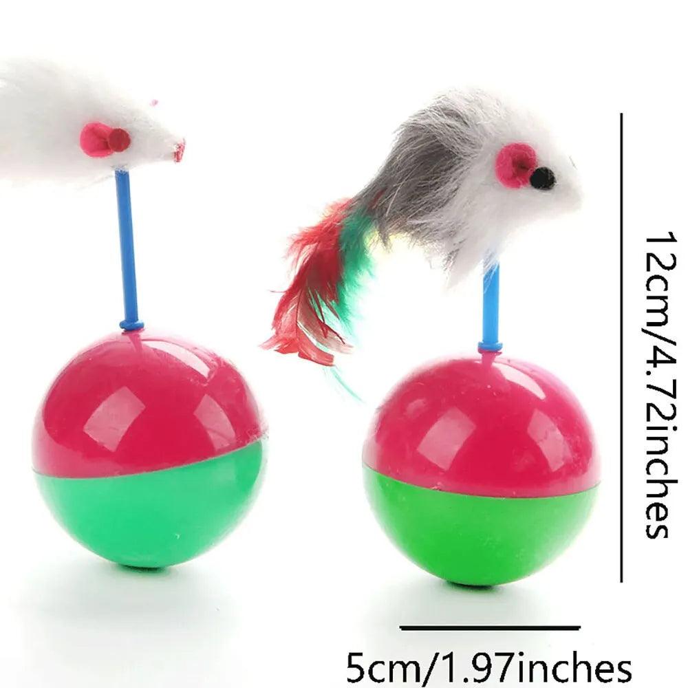 Maxime Pet Cat Toys Durable Colorful Feather Mimi Favorite Fur Mouse Tumbler Kitten Cat Toys Play Balls for Catch Cats Supplies 2PCS - MAXIME