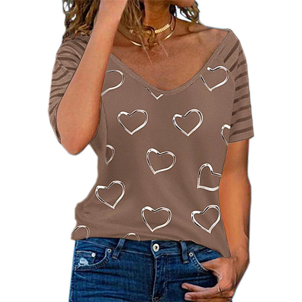 women blouse New love short sleeve loose T-shirt - MAXIME