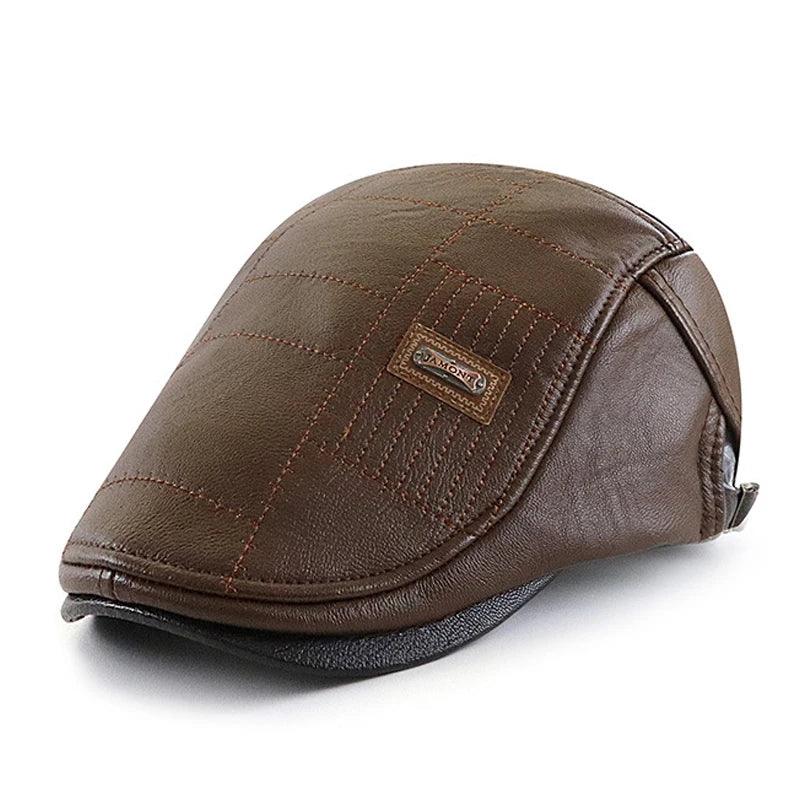 Leather Beret Hat Men - MAXIME