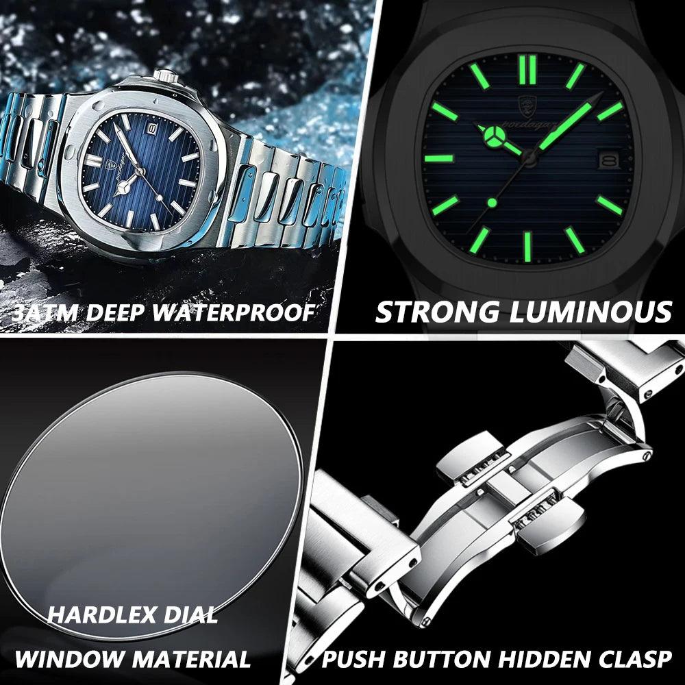 POEDAGAR Luxury Watch Business Waterproof Male Clock Luminous Men Watch reloj hombre - MAXIME