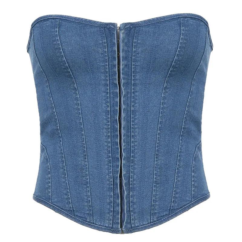 Female High Waist Wrap Chest Crop Vest Tops - MAXIME