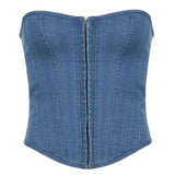 Female High Waist Wrap Chest Crop Vest Tops - MAXIME