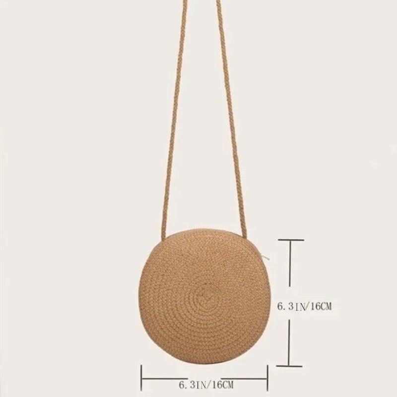 Maxime Minimalist Straw Bag Round Crossbody Purse Women Shoulder Vocation Style Handbag - MAXIME