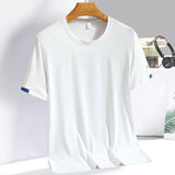 Men's Summer Ice Silk T-shirt Sweatshirt Round Neck Simple Running Fitness Suit Thin Breathable Quick Drying T - MAXIME