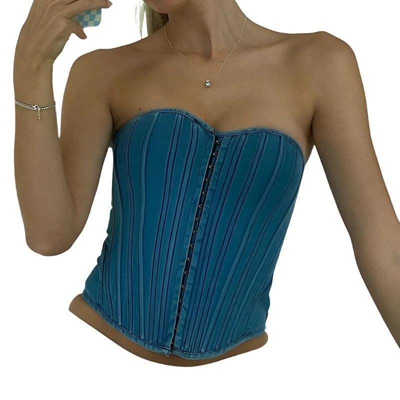 Female High Waist Wrap Chest Crop Vest Tops - MAXIME