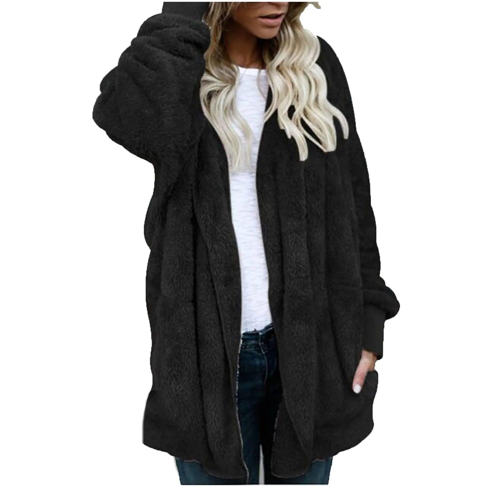 Women Winter Warm Coat Jacket Outwear Ladies Cardigan Coat Double Sided - MAXIME