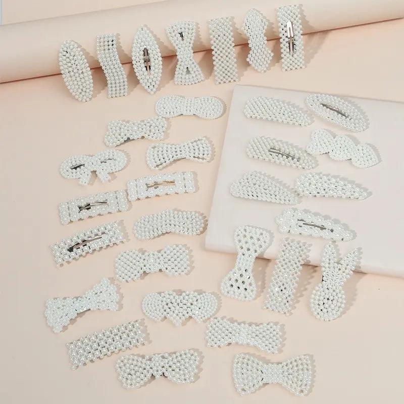 Maxime 16pcs Sweet Flowers Hair Clips Versatile Bangs Pearl Clip Girl Hairpin Side Clip Love Hairpin Duckbill Clip - MAXIME