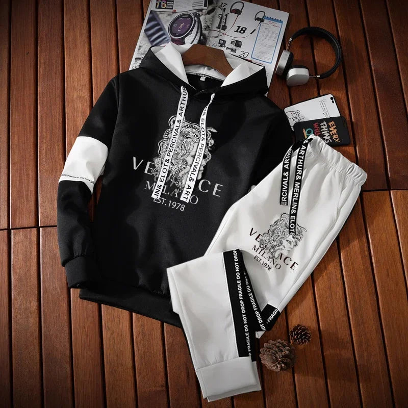 Men's Tracksuits Hoodie+Sweatpants 2 Piece Set Streetwear Jogging - MAXIME