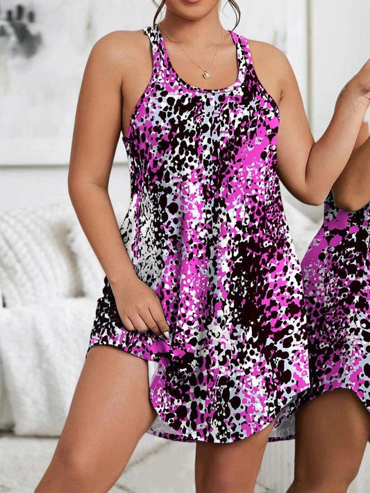 Casual Nightdress, Women's Plus Leopard & Butterfly Tank Sleep Dress - MAXIME