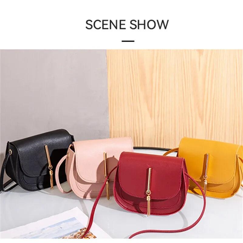 Maxime New Golden Tassel Double Layer Semi Circle Solid Color One Shoulder Saddle Bag Fashion Casual Women Small Bag - MAXIME