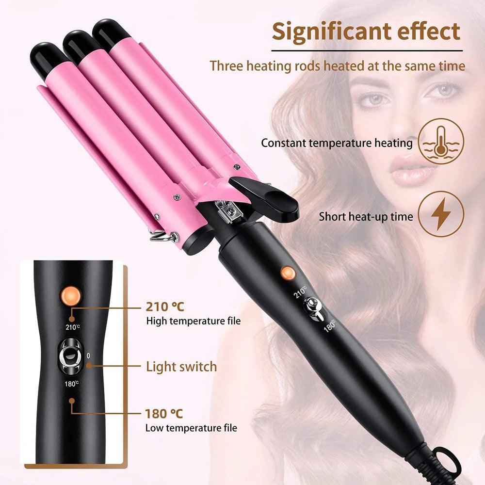 Maxime 20/32mm Hair Curler Triple Barrels Ceramic Hair Curling Iron Professional Hair Waver Tongs Styler Tools for All Hair Types - MAXIME