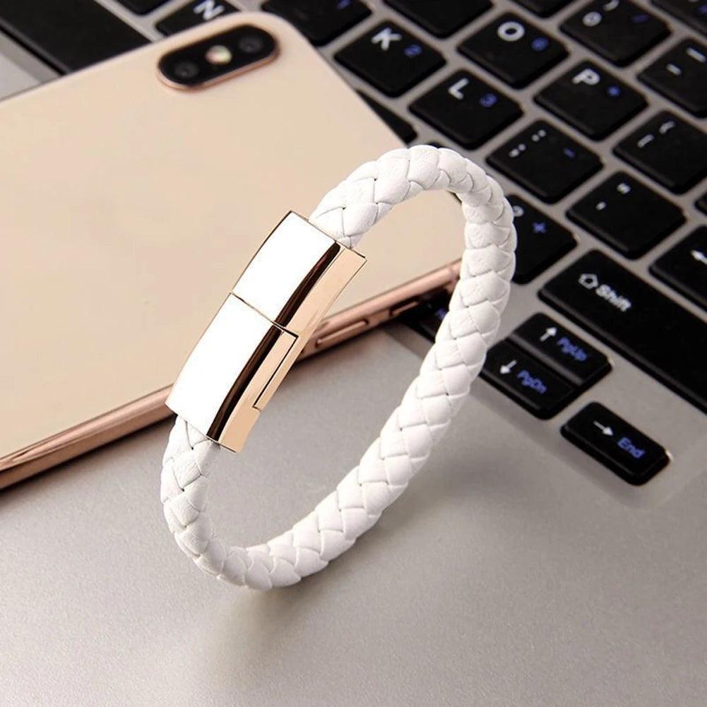 Maxime 3D 6A Leather Bracelet Micro USB Type C Portable Keychain USB Data cable Super Fast Charging Mobile Phone Charger Cable - MAXIME