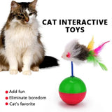 Maxime Pet Cat Toys Durable Colorful Feather Mimi Favorite Fur Mouse Tumbler Kitten Cat Toys Play Balls for Catch Cats Supplies 2PCS - MAXIME