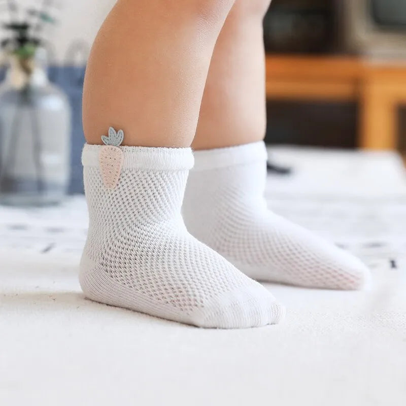 Maxime 3 Pairs Infant Baby Socks for Girl Boy Thin Cotton Breathable Mesh Cute Accessories Unisex Newborn Boneless Short Socks - MAXIME