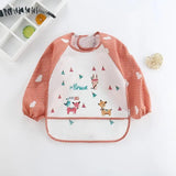 Maxime 1Pcs Waterproof Eating Smock Infant Toddler Baby Cartoon Long Sleeve Art Apron Animal Smock Soft Baby Bib Burp Clothes - MAXIME