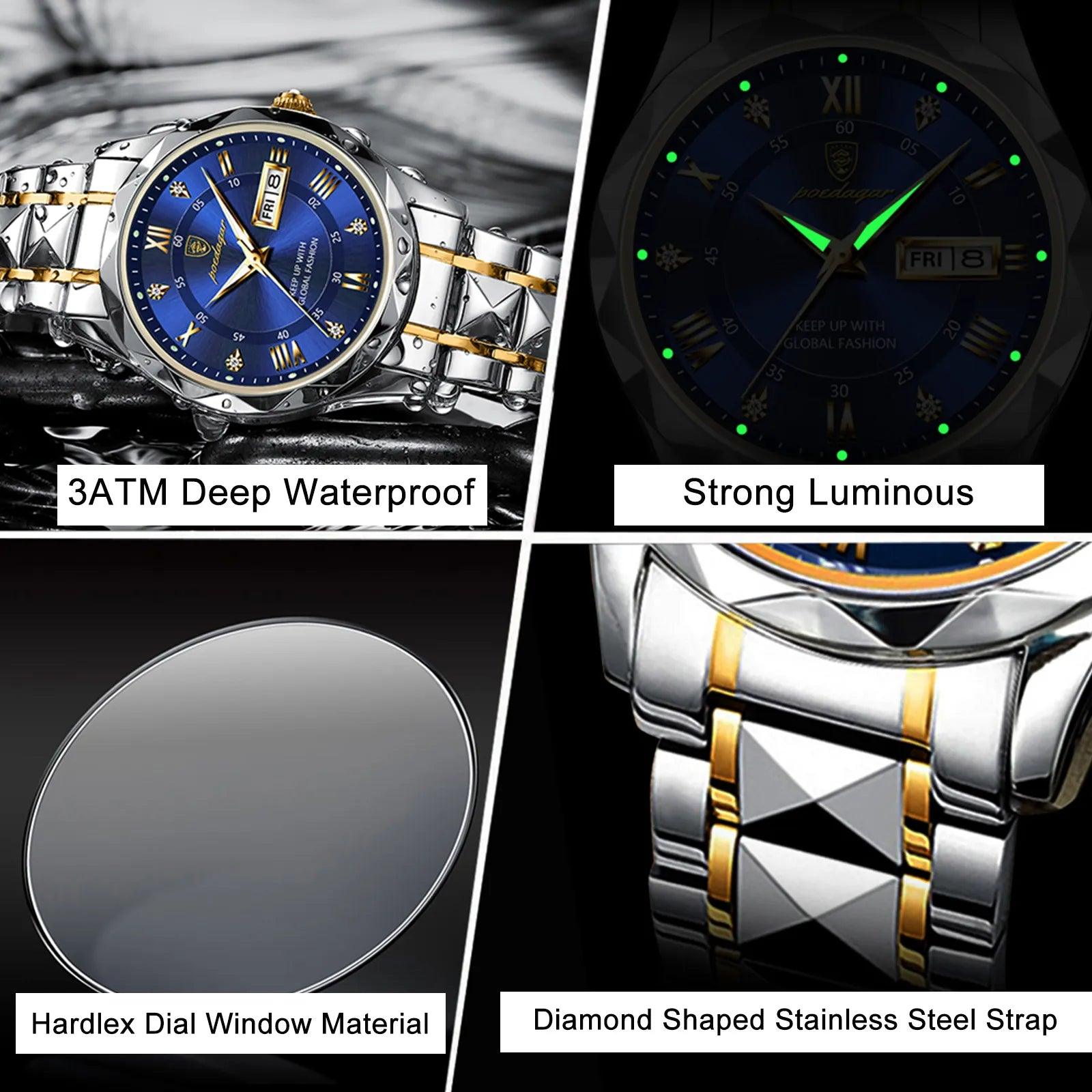 POEDAGAR Top Brand Luxury Man Wristwatch Waterproof Luminous - MAXIME