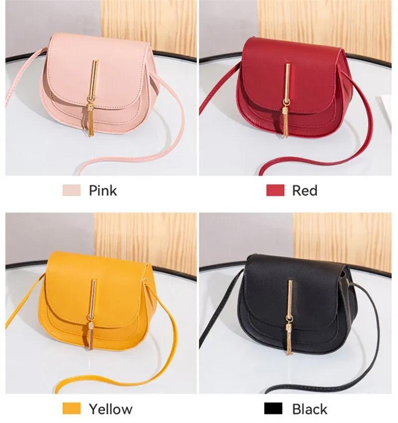 Maxime New Golden Tassel Double Layer Semi Circle Solid Color One Shoulder Saddle Bag Fashion Casual Women Small Bag - MAXIME