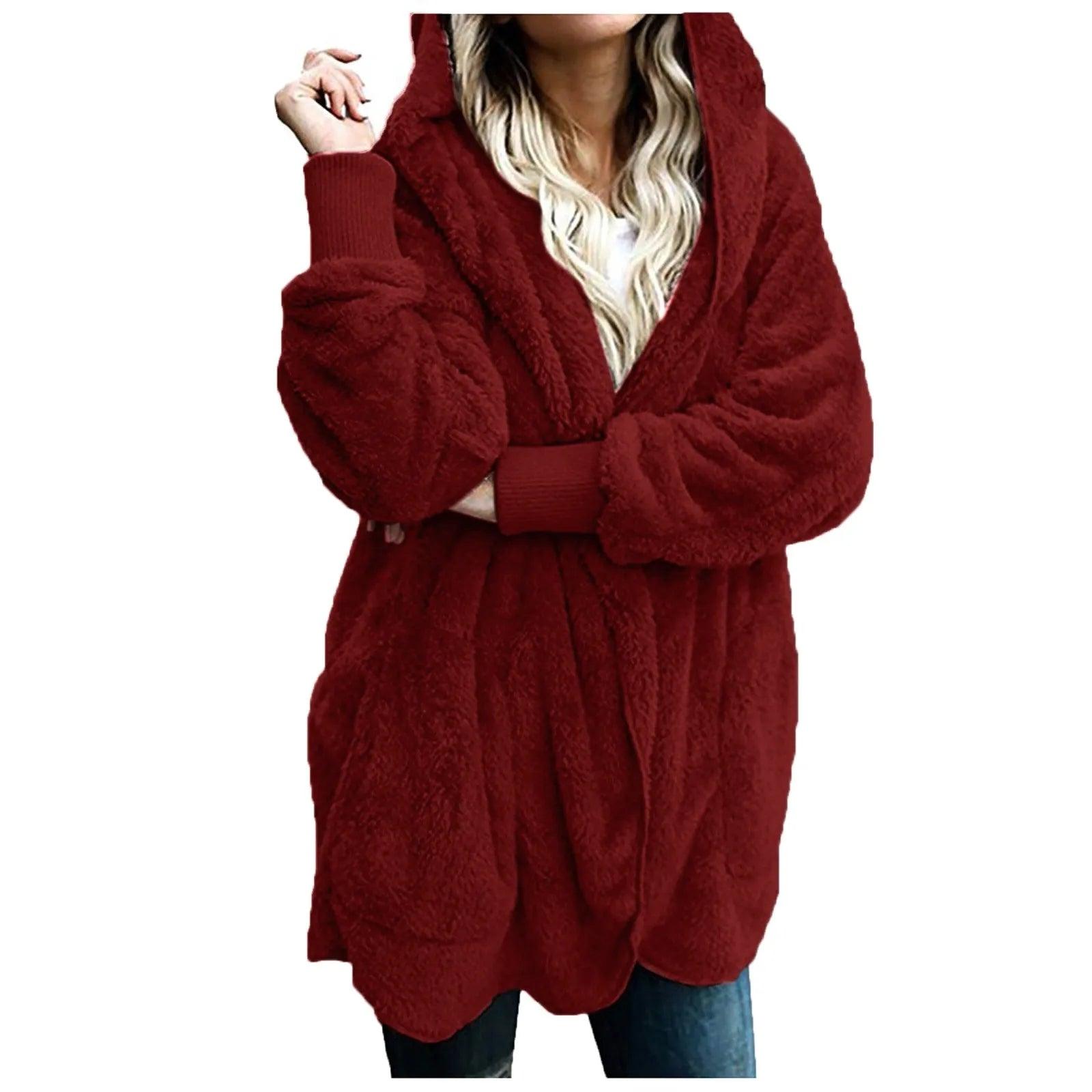 Women Winter Warm Coat Jacket Outwear Ladies Cardigan Coat Double Sided - MAXIME