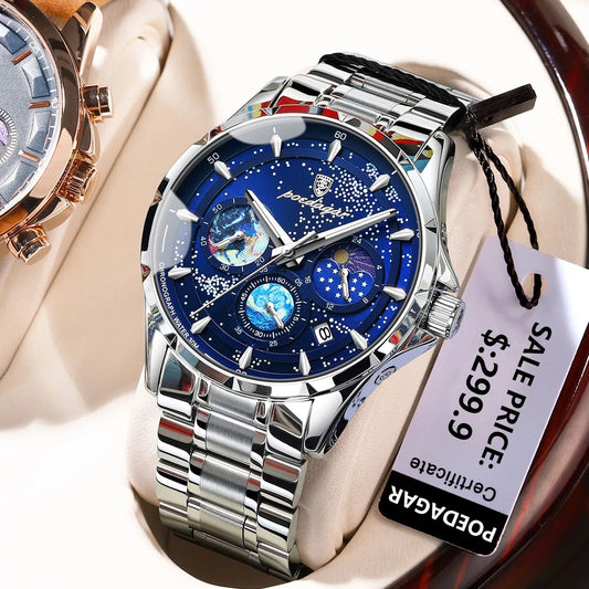 POEDAGAR Casual Man Wristwatch Luxury Waterproof Luminous Date Men Watch C - MAXIME