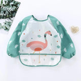 Maxime 1Pcs Waterproof Eating Smock Infant Toddler Baby Cartoon Long Sleeve Art Apron Animal Smock Soft Baby Bib Burp Clothes - MAXIME