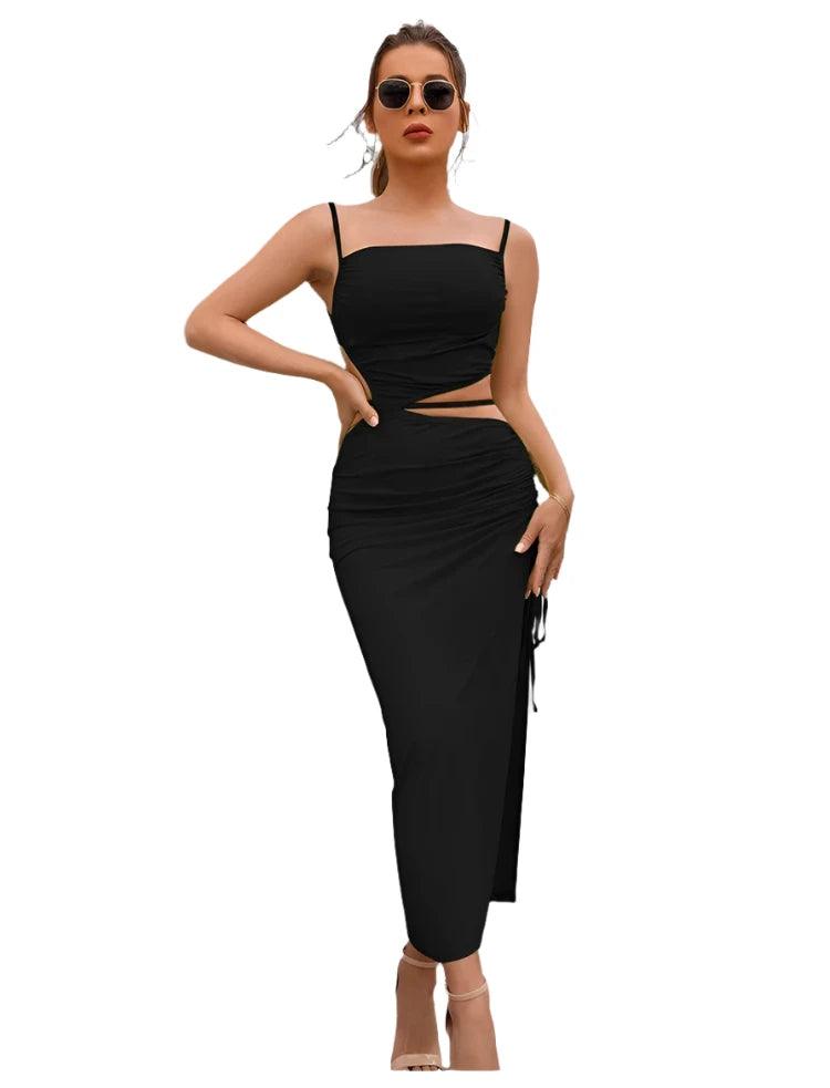 Spaghetti Strap Bodycon Midi Dress - MAXIME