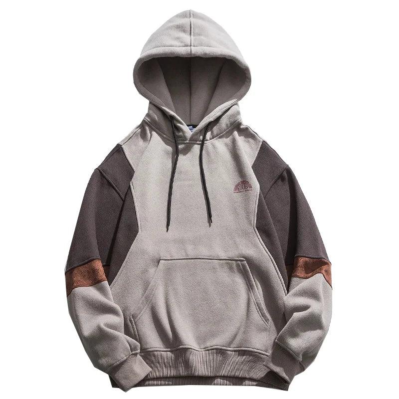 High Quality Fleece Patchwork Hoodie Men - MAXIME