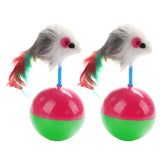 Maxime Pet Cat Toys Durable Colorful Feather Mimi Favorite Fur Mouse Tumbler Kitten Cat Toys Play Balls for Catch Cats Supplies 2PCS - MAXIME