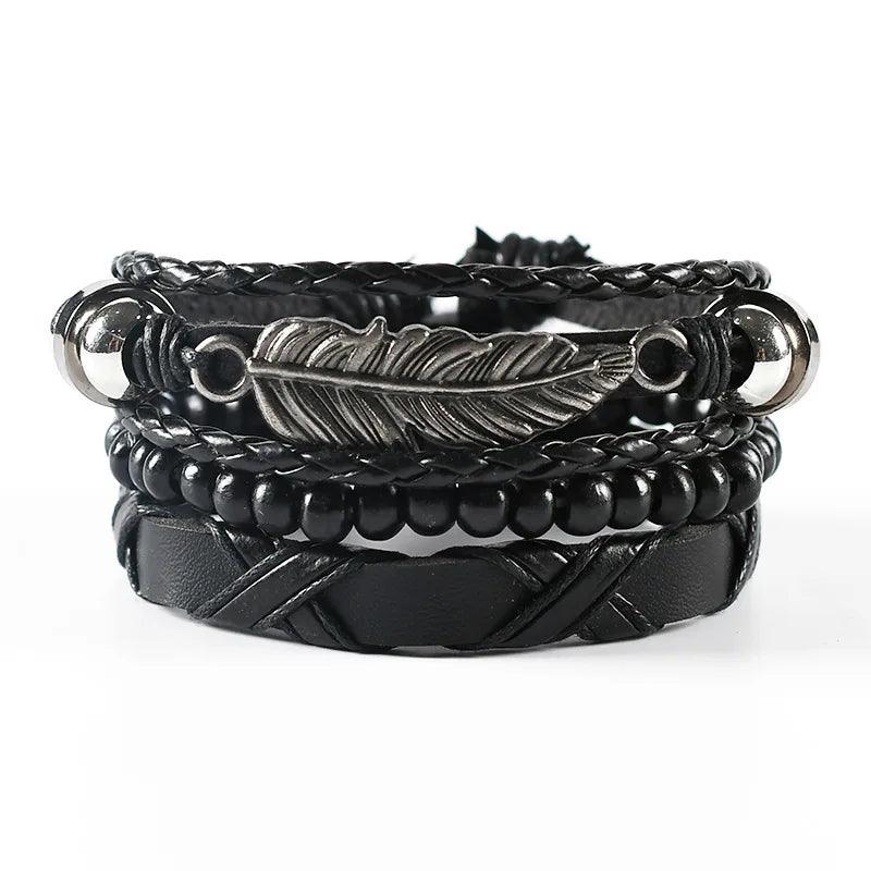 4Pcs/ Set Braided Wrap Leather Bracelets for Men - MAXIME