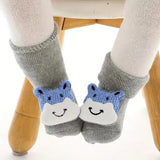 Maxime 1 Pair Of Gray Baby Cotton Floor Socks Cute 3D Cartoon Animal Anti Slip Shoes Baby Warm Comfortable - MAXIME