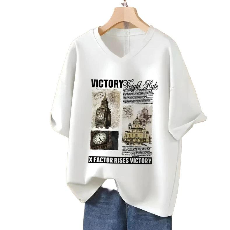 All-match Basic Tops Tees Vintage Fashion Women Clothing - MAXIME