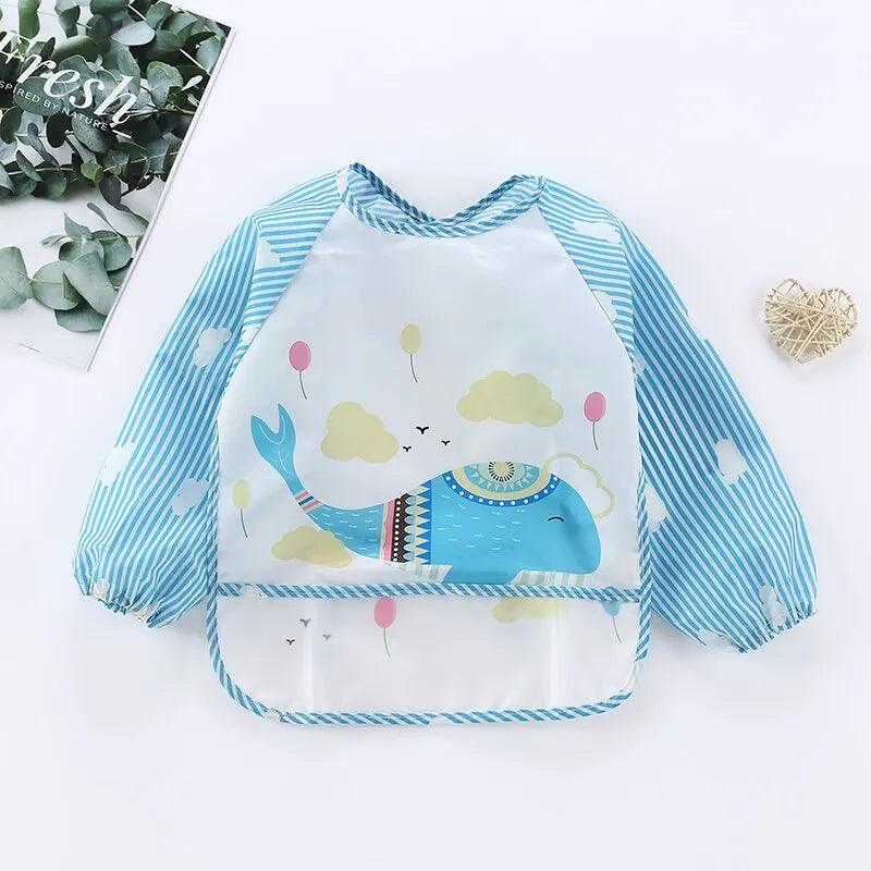 Maxime 1Pcs Waterproof Eating Smock Infant Toddler Baby Cartoon Long Sleeve Art Apron Animal Smock Soft Baby Bib Burp Clothes - MAXIME