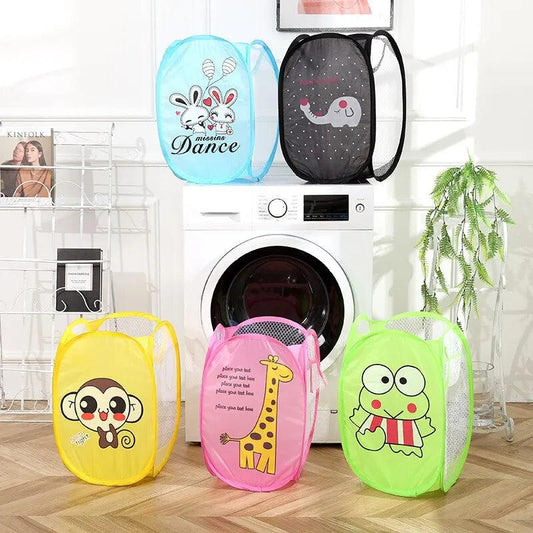 Maxime Dirty Clothes Folding Storage Basket Household Childrens Toy Storage Box Open Mesh Sorting Basket Cartoon Color Random Product - MAXIME