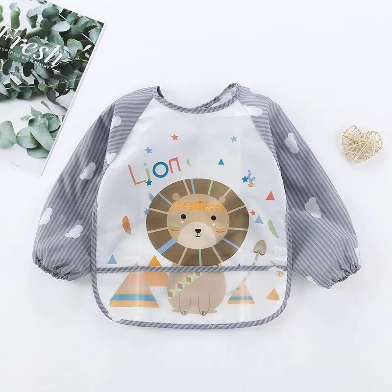 Maxime 1Pcs Waterproof Eating Smock Infant Toddler Baby Cartoon Long Sleeve Art Apron Animal Smock Soft Baby Bib Burp Clothes - MAXIME