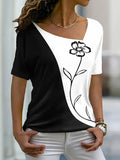 Women's Floral V Neck Basic Tops Short Sleeve T-shirt XS-8XL/3D Printing - MAXIME