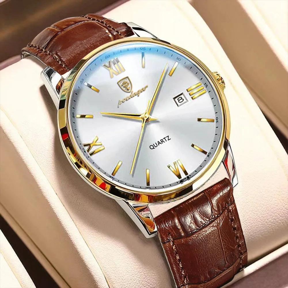 POEDAGAR Men's Watches Top Brand Luxury Men Wrist Watch Leather - MAXIME