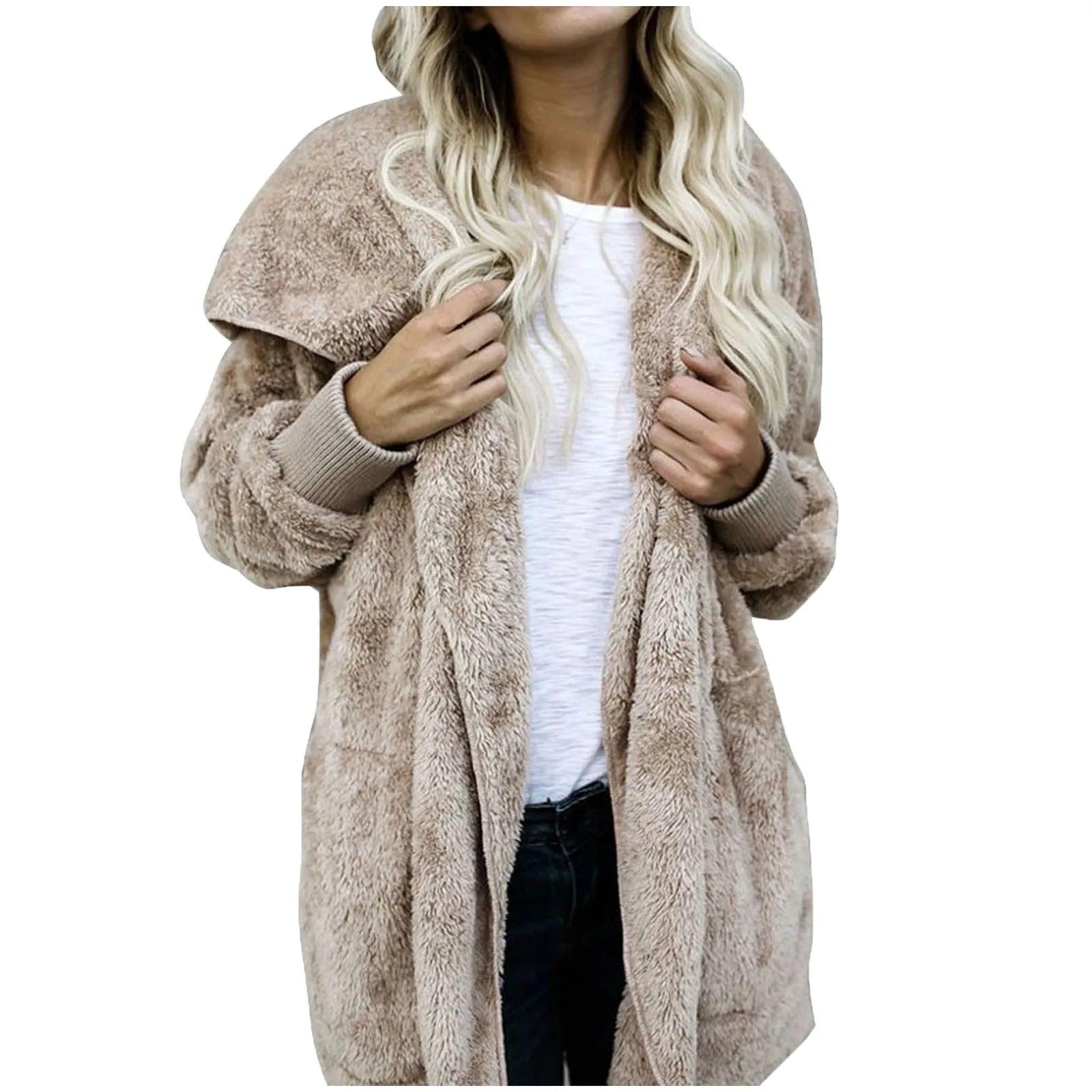 Women Winter Warm Coat Jacket Outwear Ladies Cardigan Coat Double Sided - MAXIME