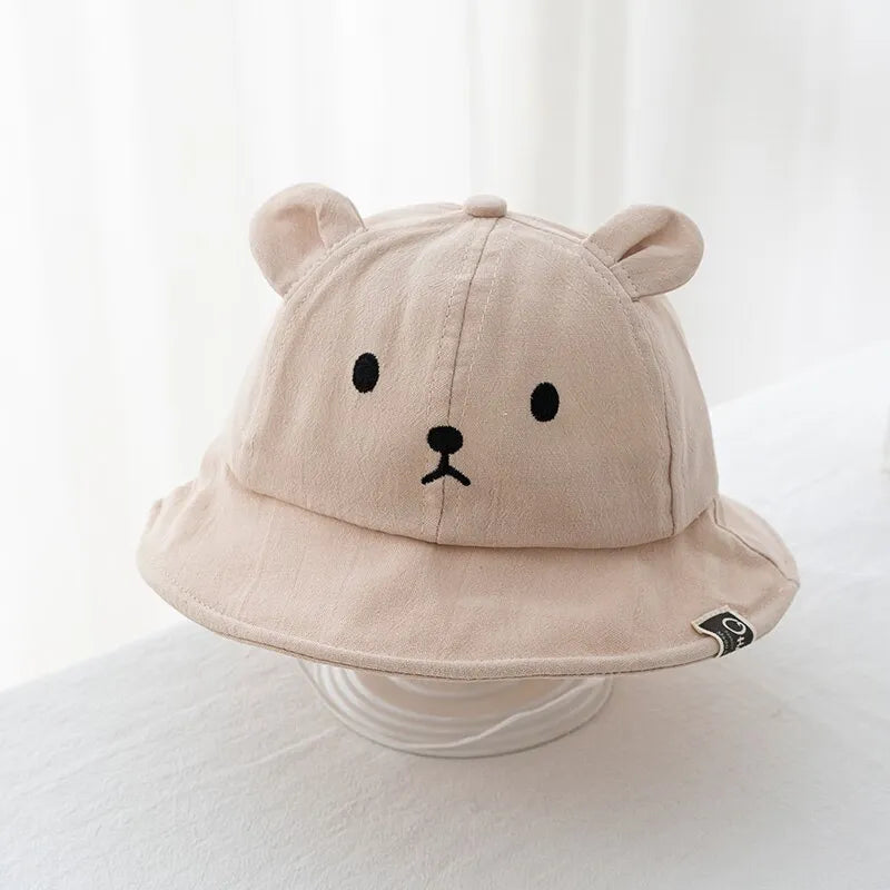 Maxime Cute Bear Baby Bucket Hat With Ears Boy Girl Cotton Kids Sun Hat Outdoor Summer Child Panama Cap - MAXIME