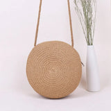 Maxime Minimalist Straw Bag Round Crossbody Purse Women Shoulder Vocation Style Handbag - MAXIME