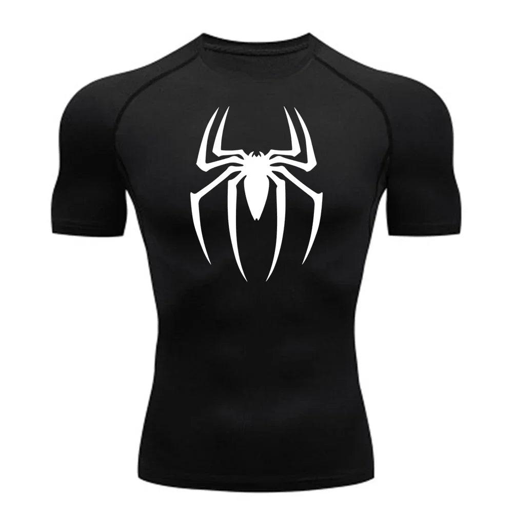 Men's Spider Print Compression Shirt, - MAXIME