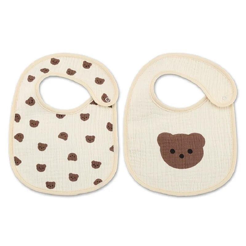 Maxime 2pcs Cotton Gauze Baby Bibs U Shaped Newborn Infants Waterproof Printing Burp Cloths Saliva Towel for Baby Boys Girls - MAXIME