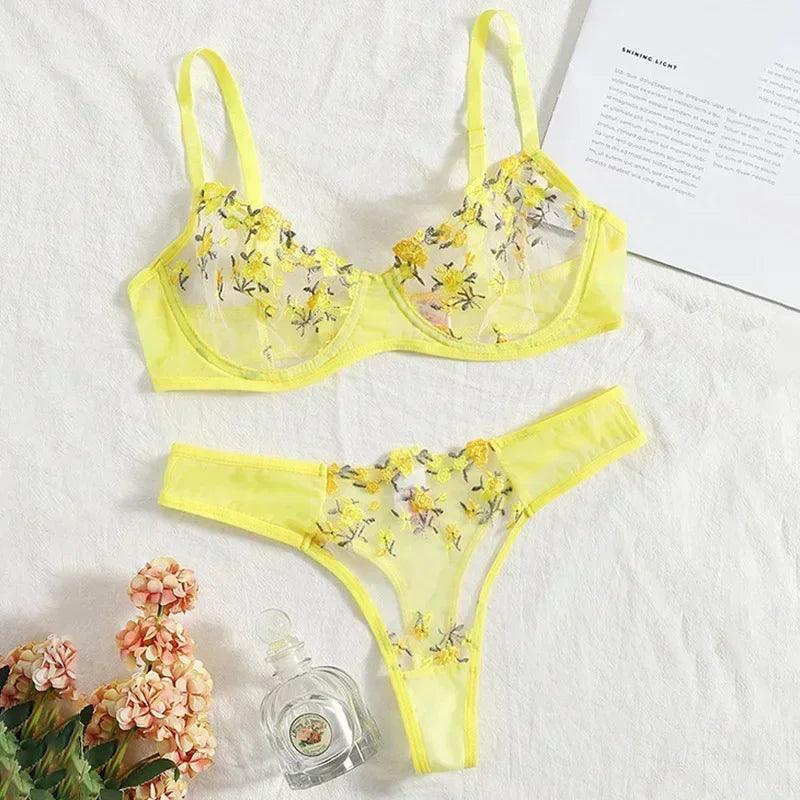 Transparent Lace Short Bra Set 2 Pieces - MAXIME