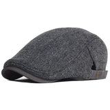 Newsboy Cap Men Winter Wool Thick Warm Hat Peaked Cap Adjustable - MAXIME