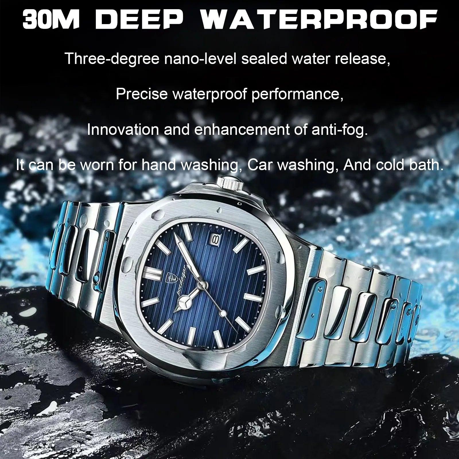 POEDAGAR Luxury Watch Business Waterproof Male Clock Luminous Men Watch reloj hombre - MAXIME